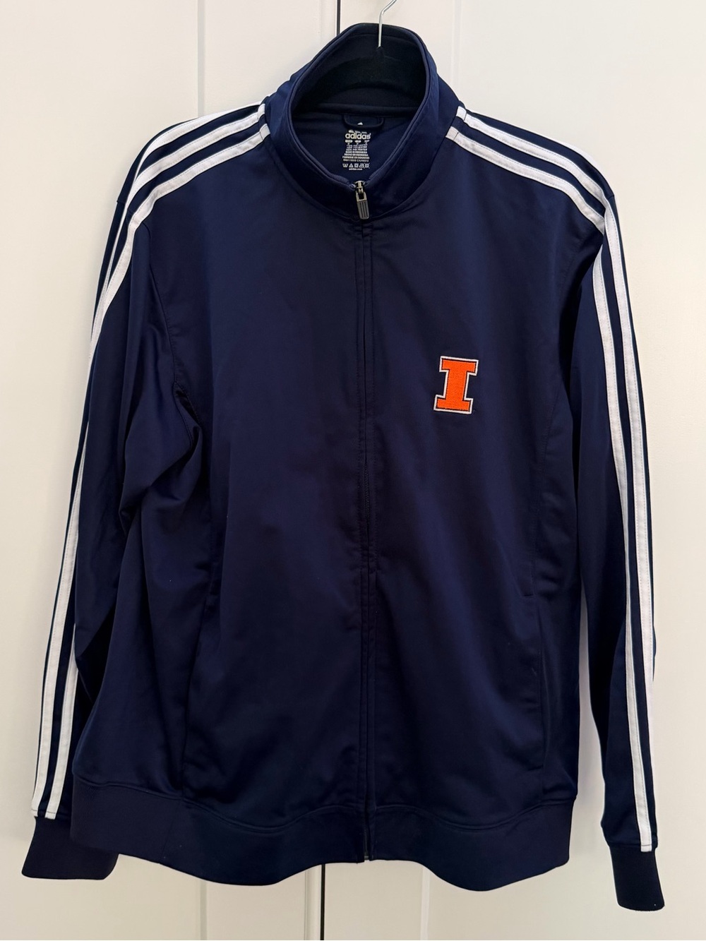 Adidas University of Illinois Navy Track Jacket with Orange 'I' Patch